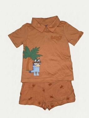 Bluey Burnt Orangr Polo And Shorts Matching Set